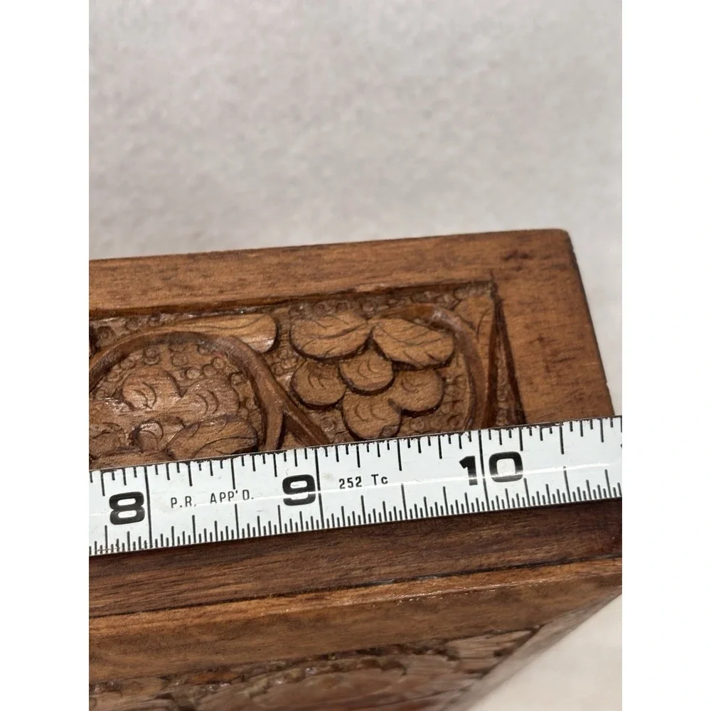 Hand Carved Floral Wooden Tissue Box Cover Holder Case with Removable Bottom